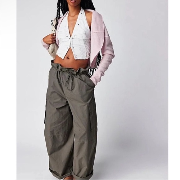 NWOT Free People Sunsetter Corset Halter Tank White Eyelet Lace Boned Smocked XL - Picture 9 of 10